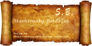 Sterbinszky Balázs névjegykártya